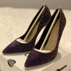 Aldo: Hanrietta 51 - Purple/Gold shimmer Leopard print high heel shoes